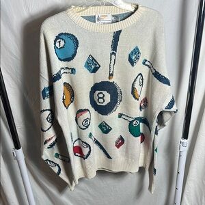 London Fog Billiards Print Cream Sweater